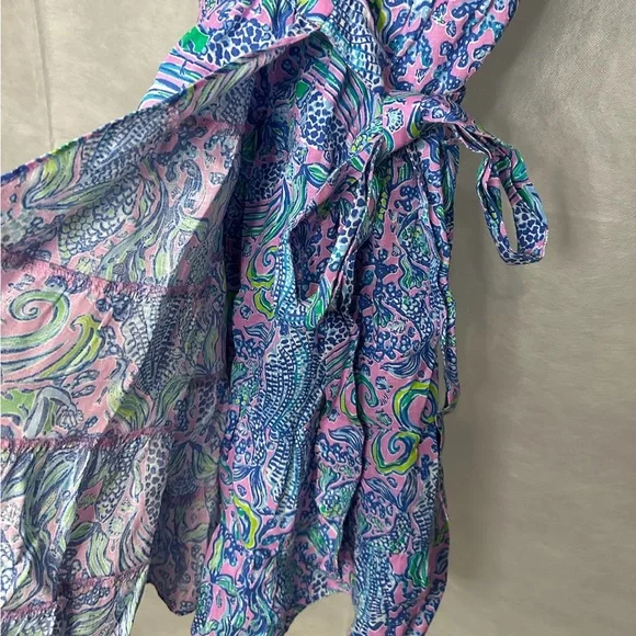 NWT Lilly Pulitzer Iralee Wrap Dress Lilac Rose We Mermaid It, Size 14 - Picture 5 of 6
